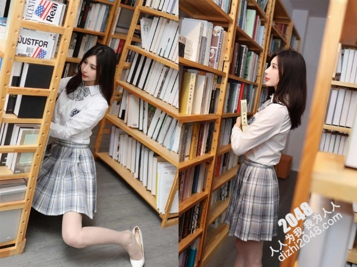 秀人網騷模【曼柔】 學生jk裝 圖書館内 脫下内褲 激情自慰